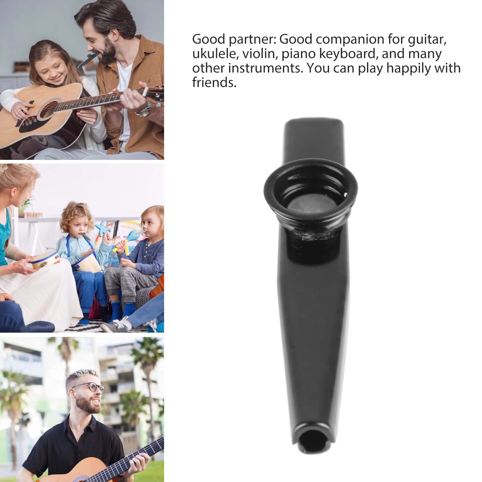 Kazoo In Metallo Nero - Strumento Musicale Portatile Per Chitarra E Ukulele, Leggero E Facile Da Usare - Foto 3