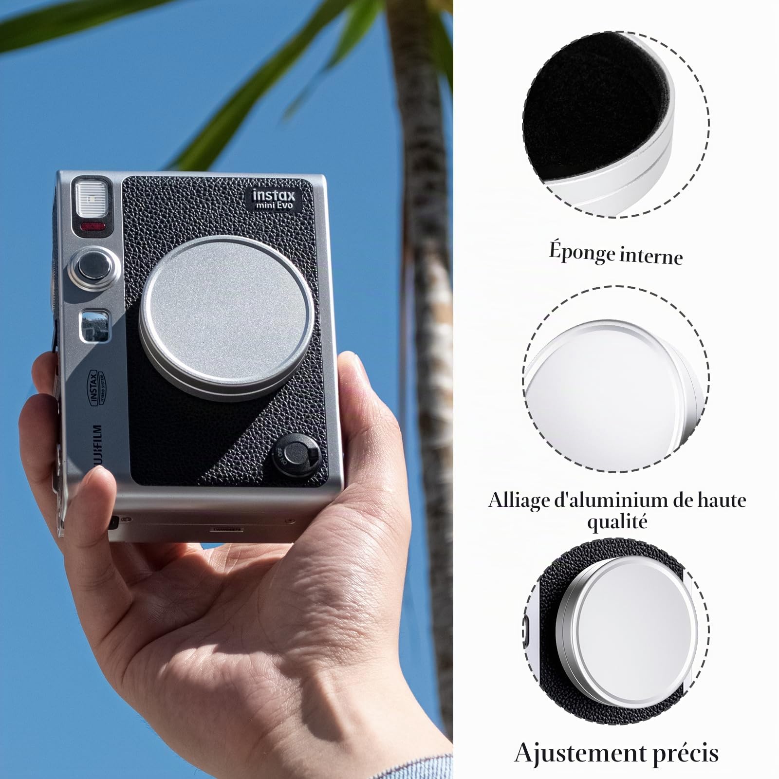 Rieibi Capuchon d'objectif pour Instax Mini Evo, Fuji Mini Accessoires pour Fujifilm Instax Mini Evo Cache d'objectif, Capuchon d'objectif Mini Evo