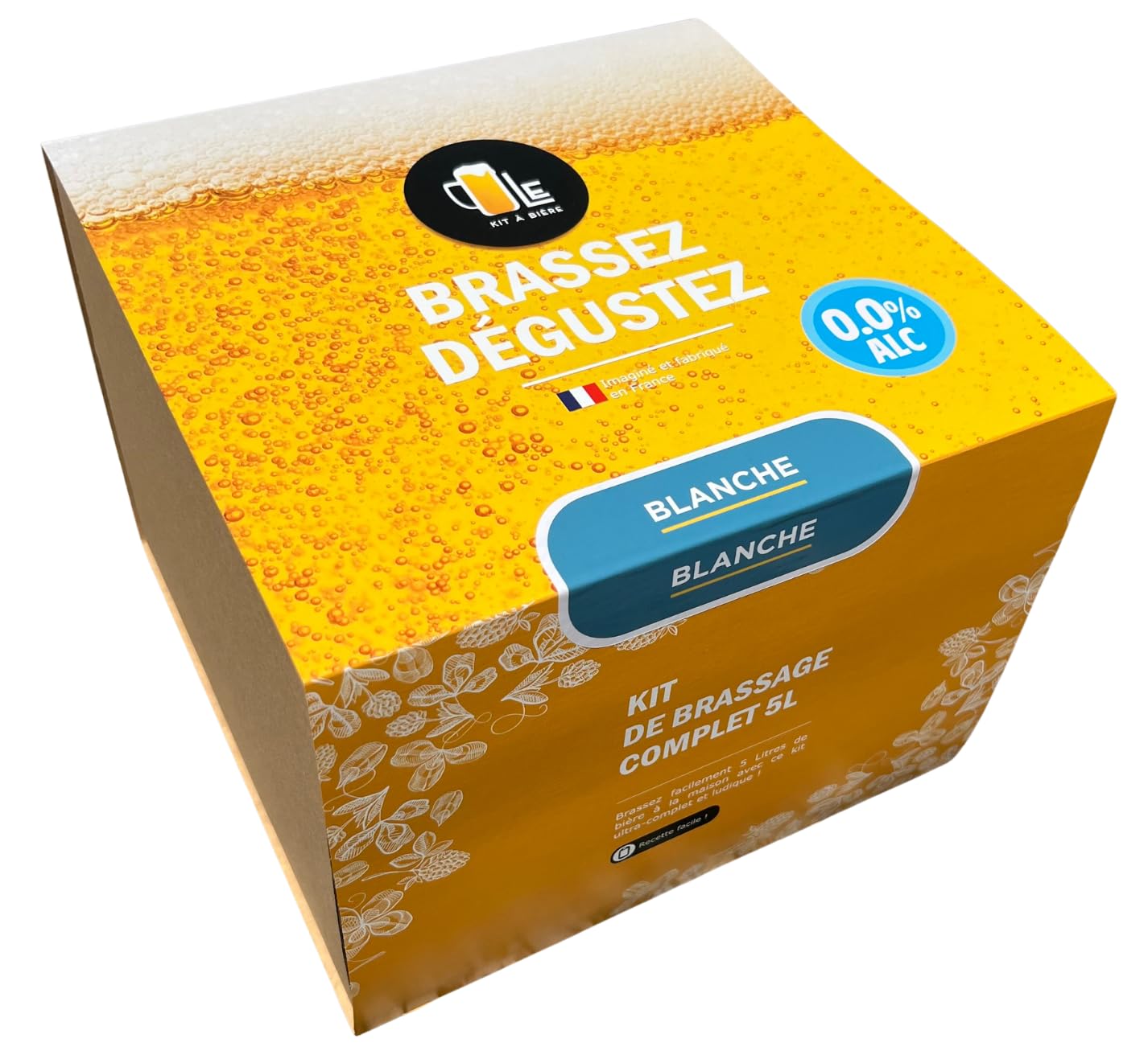 Kit de Brassage Complet bière Blanche sans Alcool Maison | 5 litres | 0,0% Vol. | Idée Cadeau kit Fabrication bière Maison