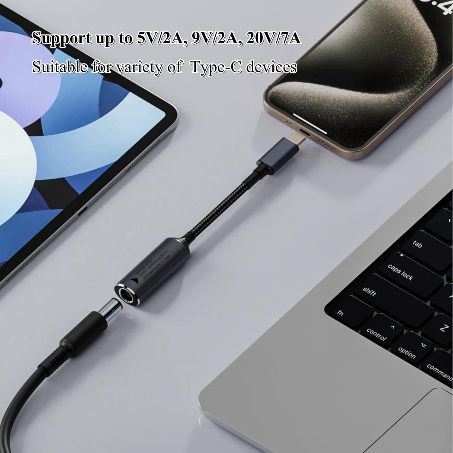 140W DC4530 to PD USB C Cable DC 4.5mm x 3.0mm Female(4.5 x 0.6mm) Input to Type C Male Power Charging Cable, for HP for Dell round port power adapter to charge Phones,Tablets,Laptops with usb c ports image 2