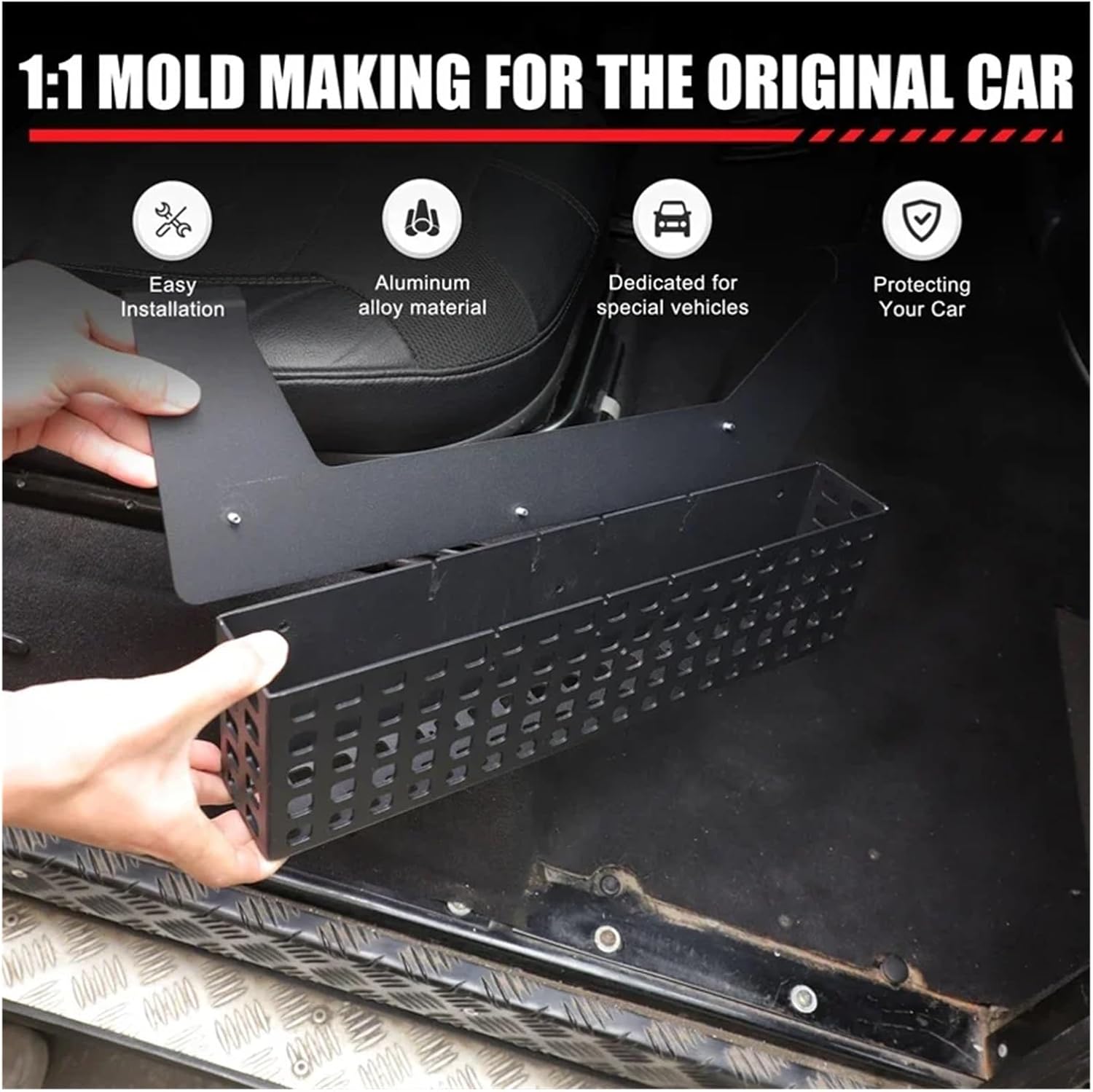 Under Seat Storage Box Garbage Bin Organizer Case Holder Compatible for Land Rover Defender 90 110 130 2004-2018 Accessories(Driver seat)