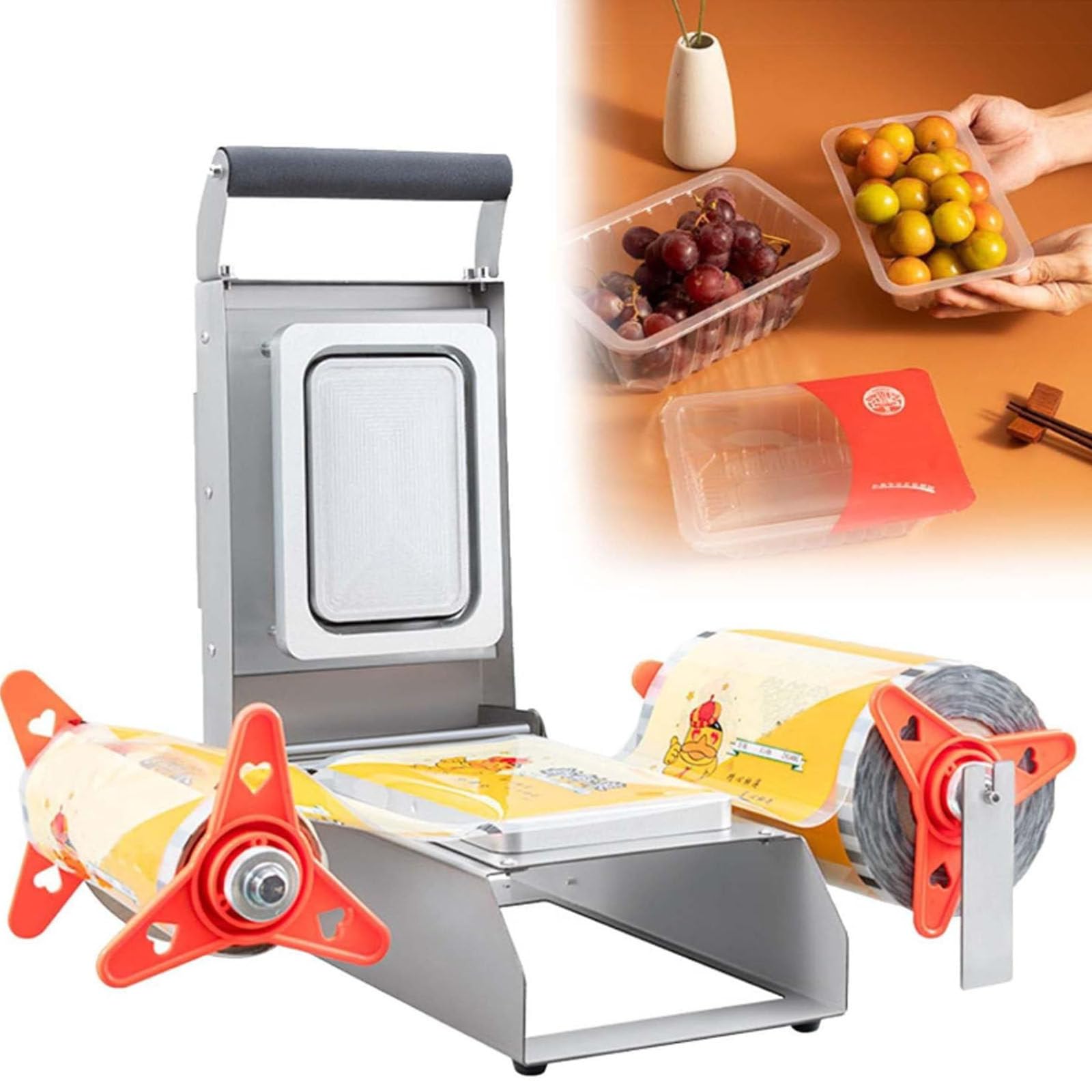 Máquina selladora al vacío, sellador compacto para bandejas de alimentos para carnes jugosas, sopas, salsas y adobos, 14 x 14 cm, sellador de calor rápido para alimentos líquidos