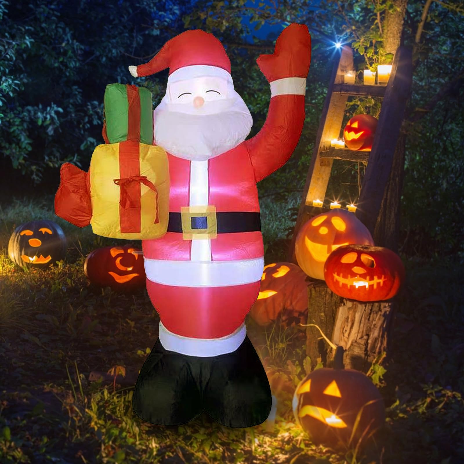 150CM Aufblasbarer Weihnachtsmann mit LED Licht Riesige Aufblasbare Weihnachtsmann,Dauergebläse Innen und Außenbereich, Weihnachtsmann Party Weihnachtsaufblasbare Gartendekorationen