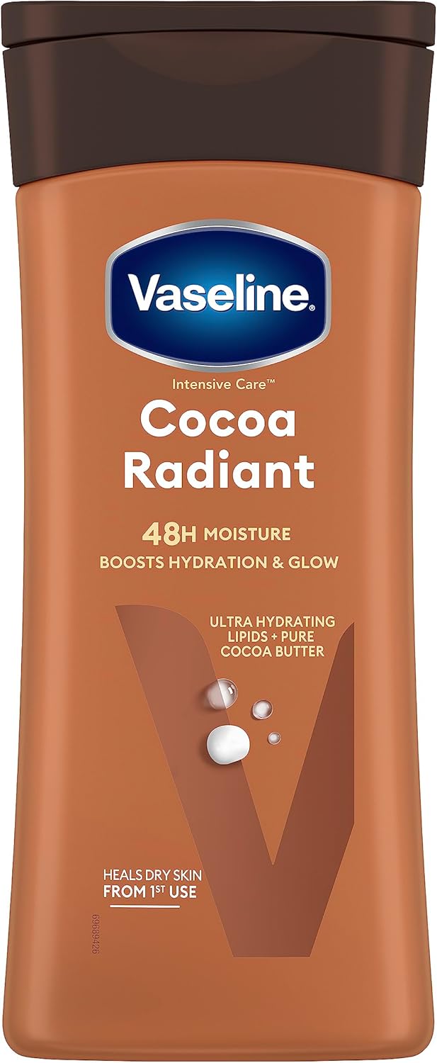 Vaseline Intensive Care Cocoa Radiant Body Lotion with ultra-hydrating lipids and pure cocoa butter for dry skin 200 ml