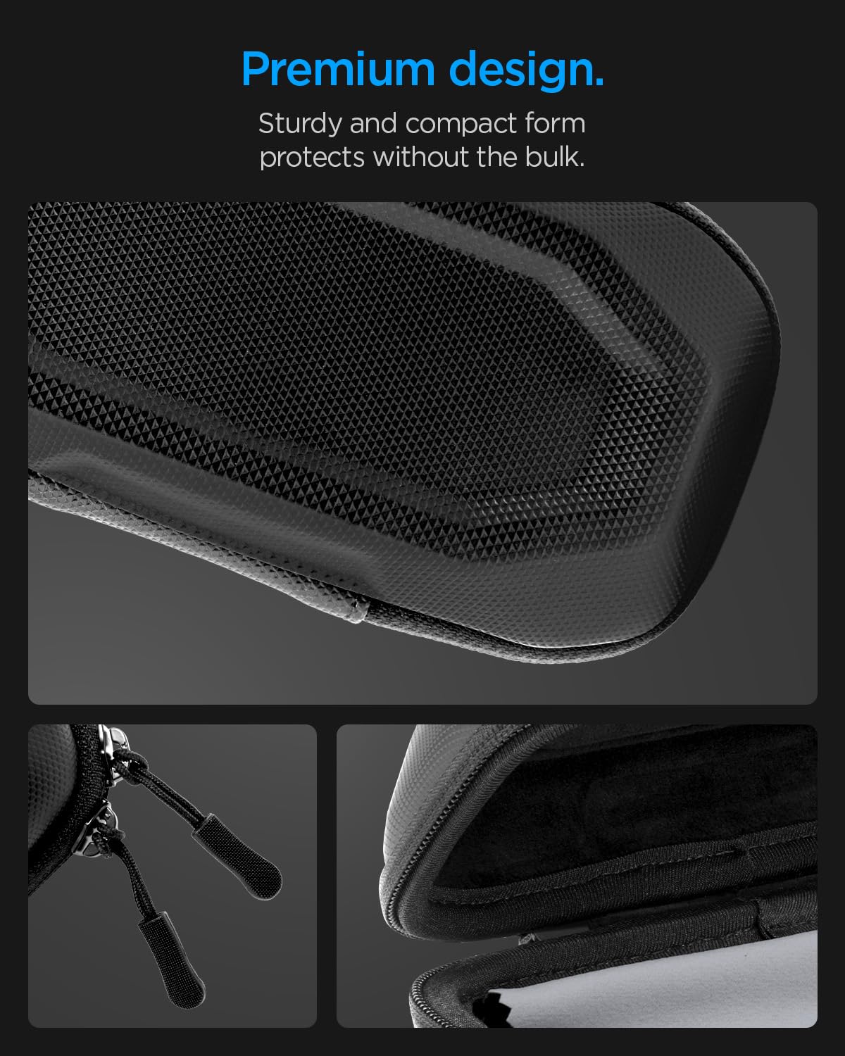 Spigen LIFE Lock Fit Étui pour Lunettes de Soleil Outdoor, Coque EVA avec Mousqueton - Noir