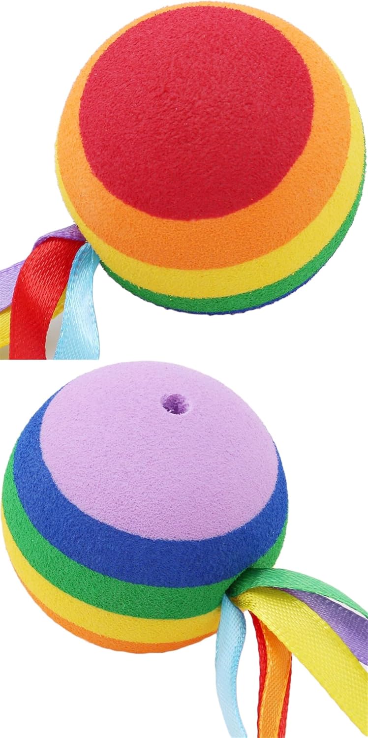 2 Pcs Car Antenna Ball Universal Ribbon Rainbow Ball Decoration for Car Auto, Car Aerials, Car Styling and Body Fittings,Colorful Long Ribbon Ball Car-Styling Vehicle Antenna Topper Decoration
