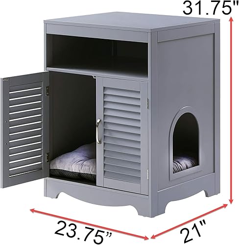 Miniatura 3 de Penn-Plax Muebles para gatos: gabinete oculto de arena para gatos contemporánea - Estante de almacenamiento integrado y puertas de doble persiana -
