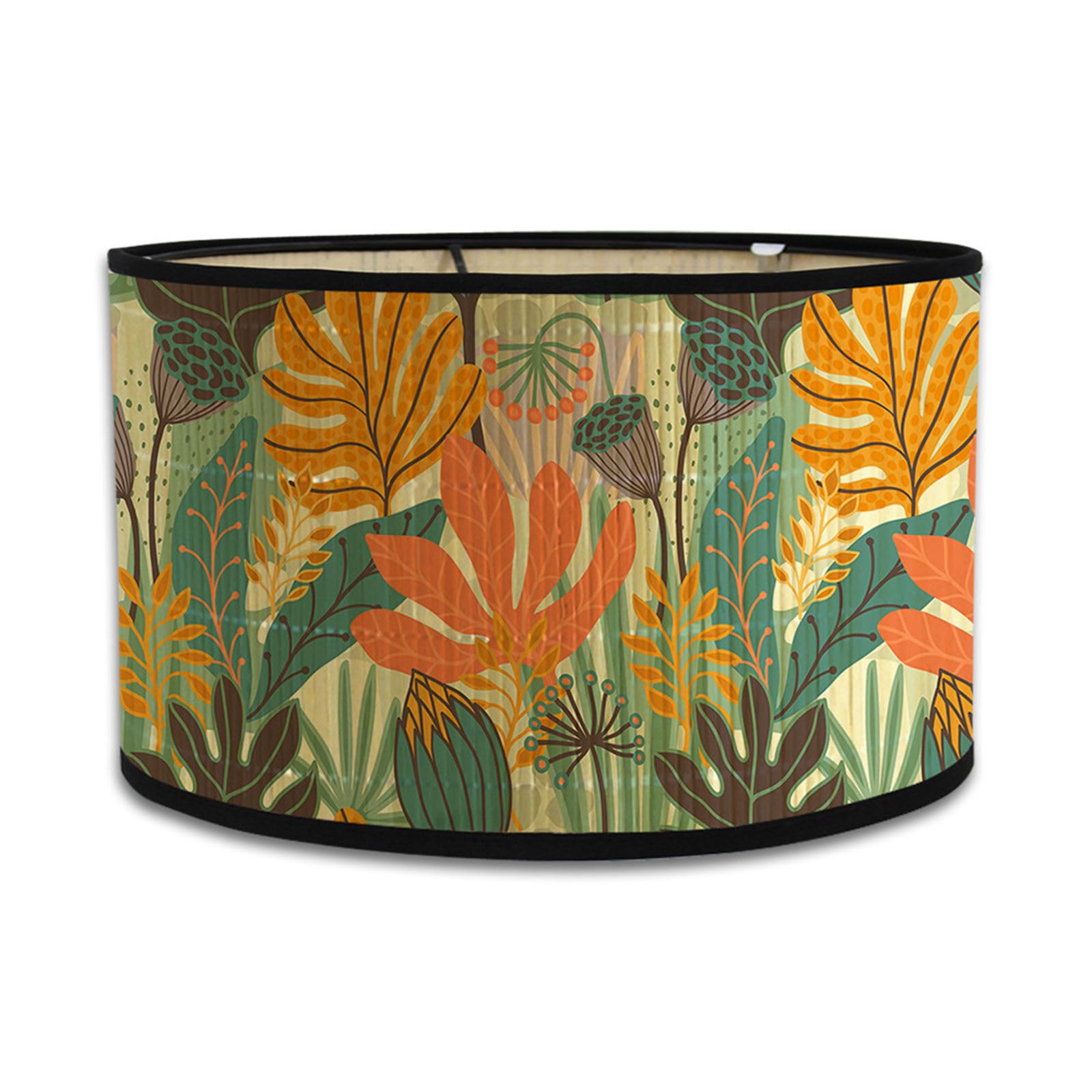 Morbuy Bamboo Table Lamp Shade, Flowers Floral Wooden Bedside Light Lampshade Drum Lampshades Diameter 30cm Bedroom Light Shades Wall Light Lamp Shades for Home Decor (Plant Flowers)