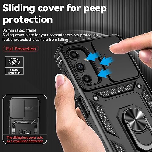 Miniatura 8 de SunStory Funda para Samsung Galaxy A14 5G con protector de pantalla HD, cubierta de cámara deslizante y soporte, funda para Samsung A14 5G grado