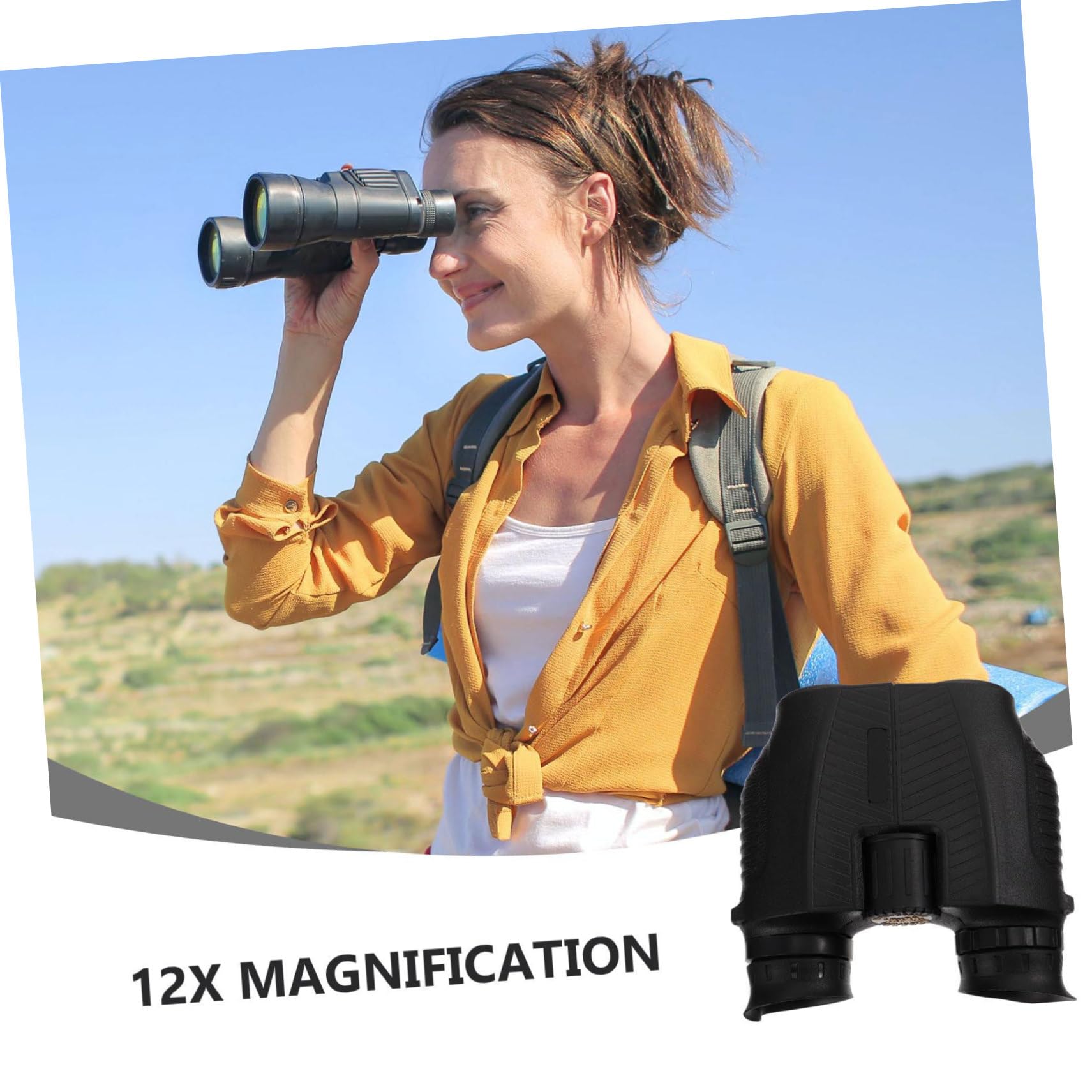 Tofficu Binocolo Compatto 12x25 Nero in Gomma Grande Oculare e Vista Larga per Concerti e Birdwatching, Resistente All'acqua e Comodo da Usare