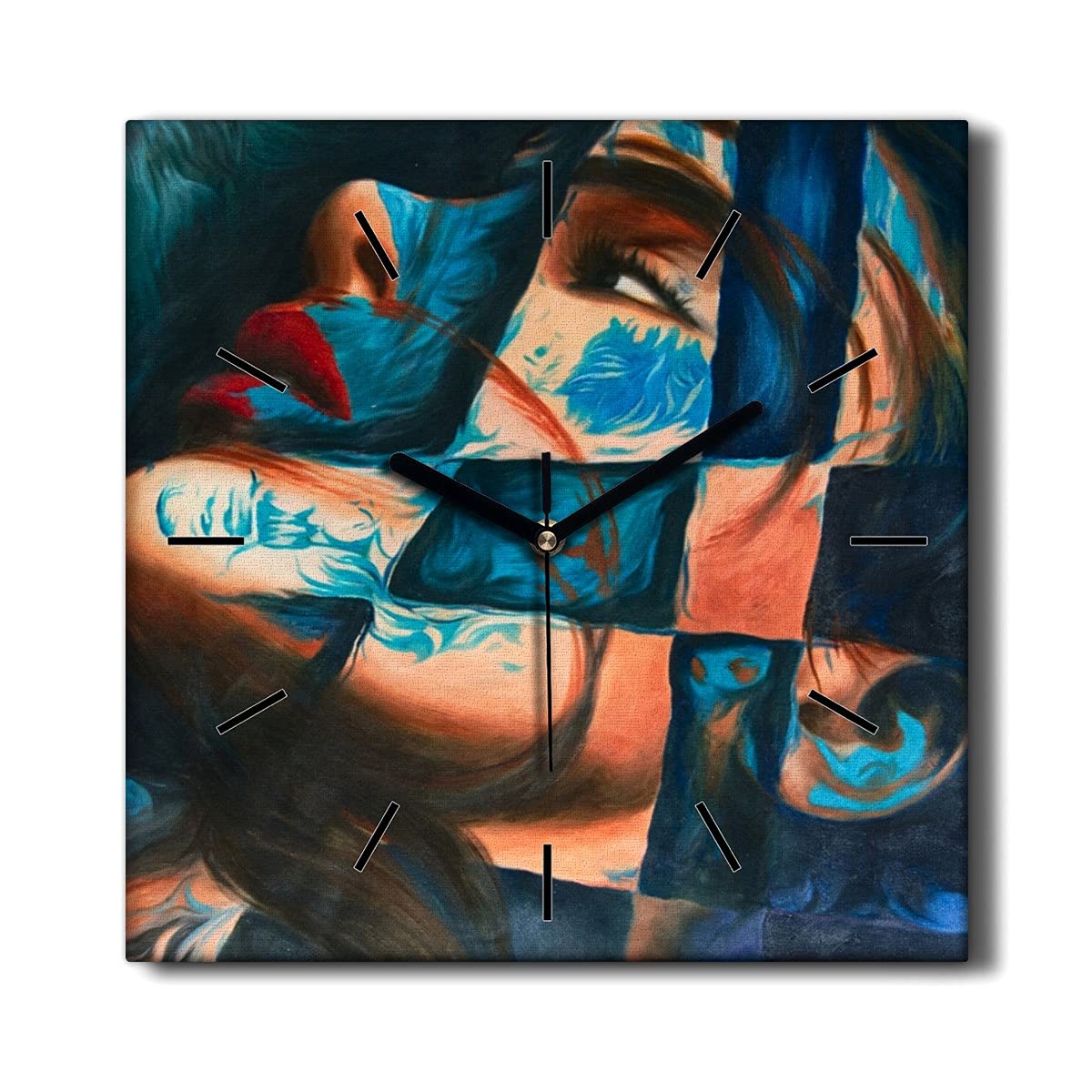 Horloge sur Toile sans tic-tac 30x30cm Horloge Murale Toile Salon Femmes