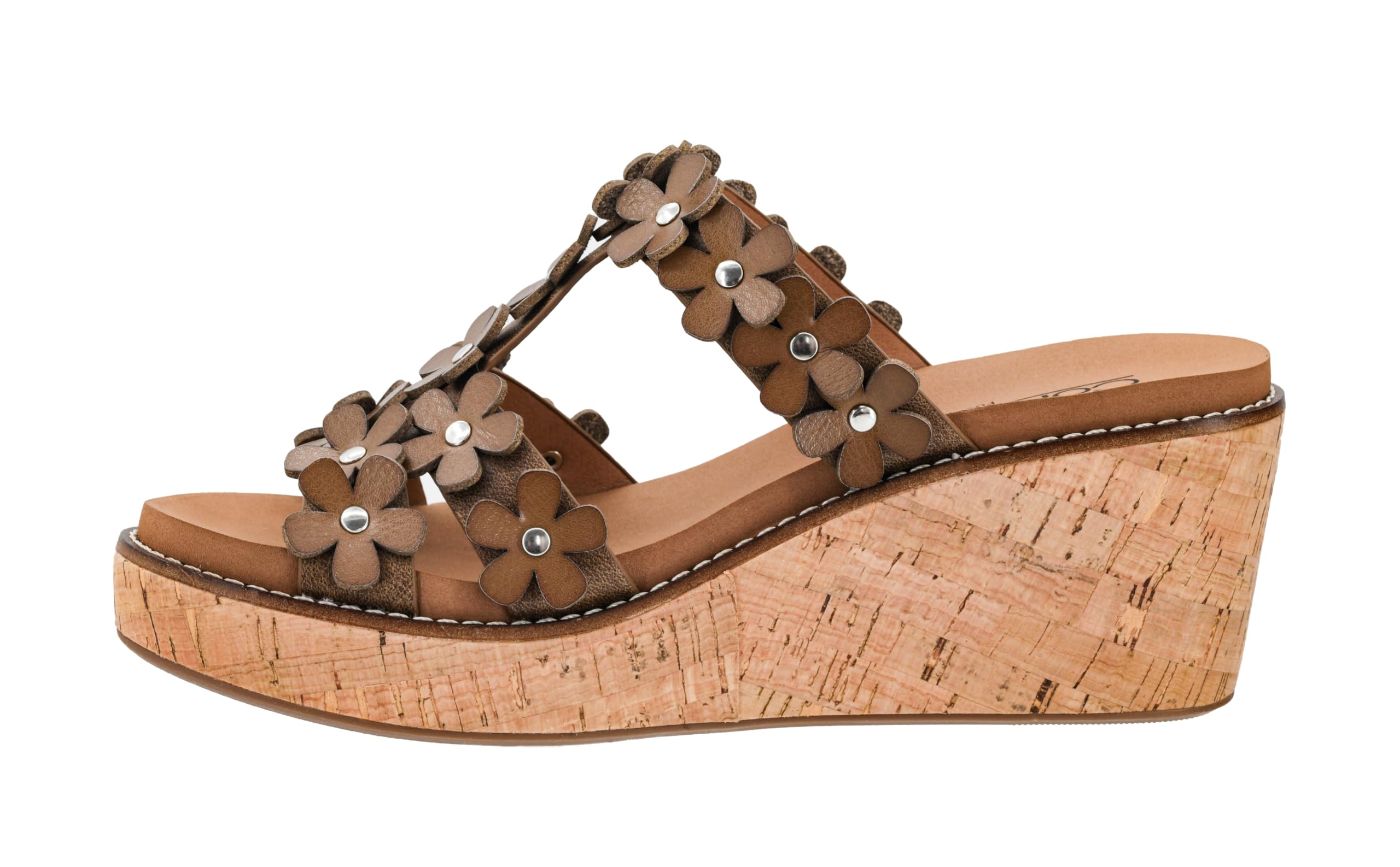 Corkys Footwear Womens Mic Drop Wedge - Featuring A 2.5-inch Heel, A Strappy Upper with 3D Floral Embellishments, and Corkys Signature Soft EVA