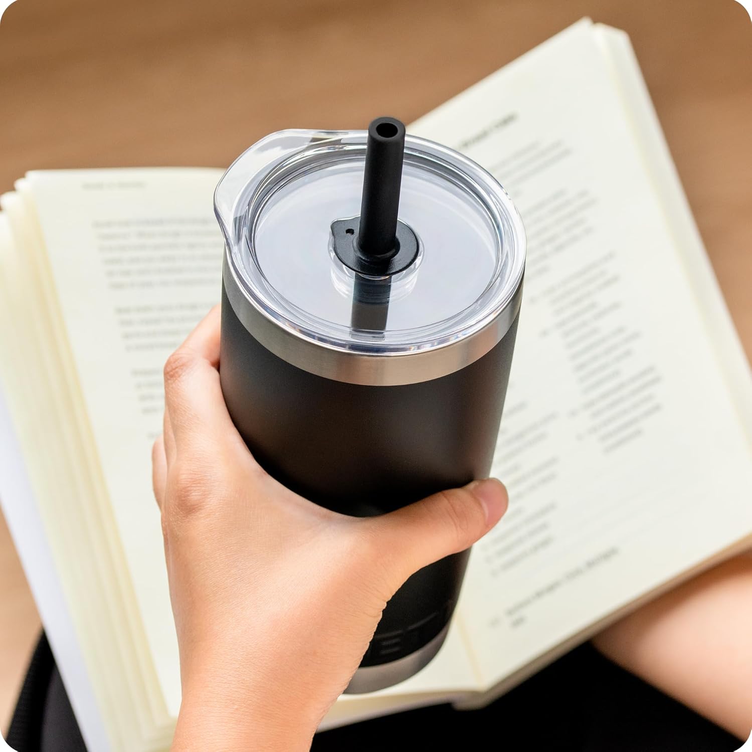 20 oz Tumbler Lid with Straw for YETI, Replacement Lid for YETI Rambler 20 oz Tumbler, 24oz Mug, 25 oz Straw Mug, BPA Free Lids(Black) - Image 2