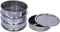 Vonoso 3-Piece Stainless Steel Lab Sieves Set - 6 Inch Test Sifters with Tray & Lid, 10/80/200 Mesh for Precise Lab Screening