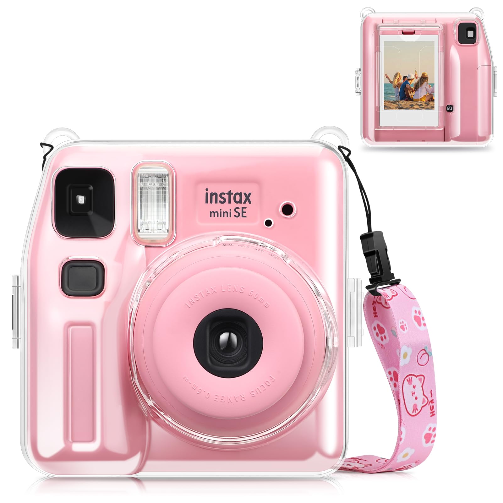 Fintie Protective Clear Case for Fujifilm Instax Mini SE Instant Camera - Crystal Hard Shell Cover with Upgraded Film Pocket for Storing Photos &