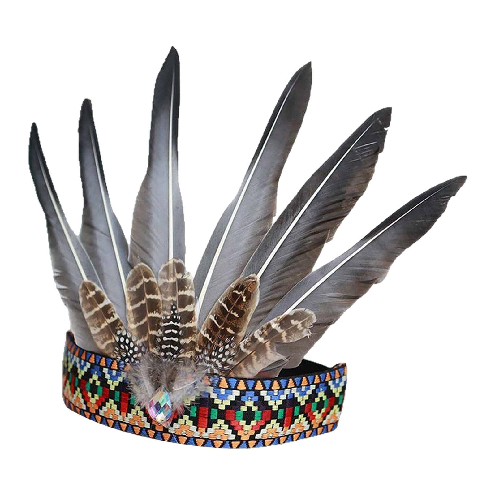 Baoblaze Indian Artificial Feather Headdress Chief Costume Accessories for Festival Party