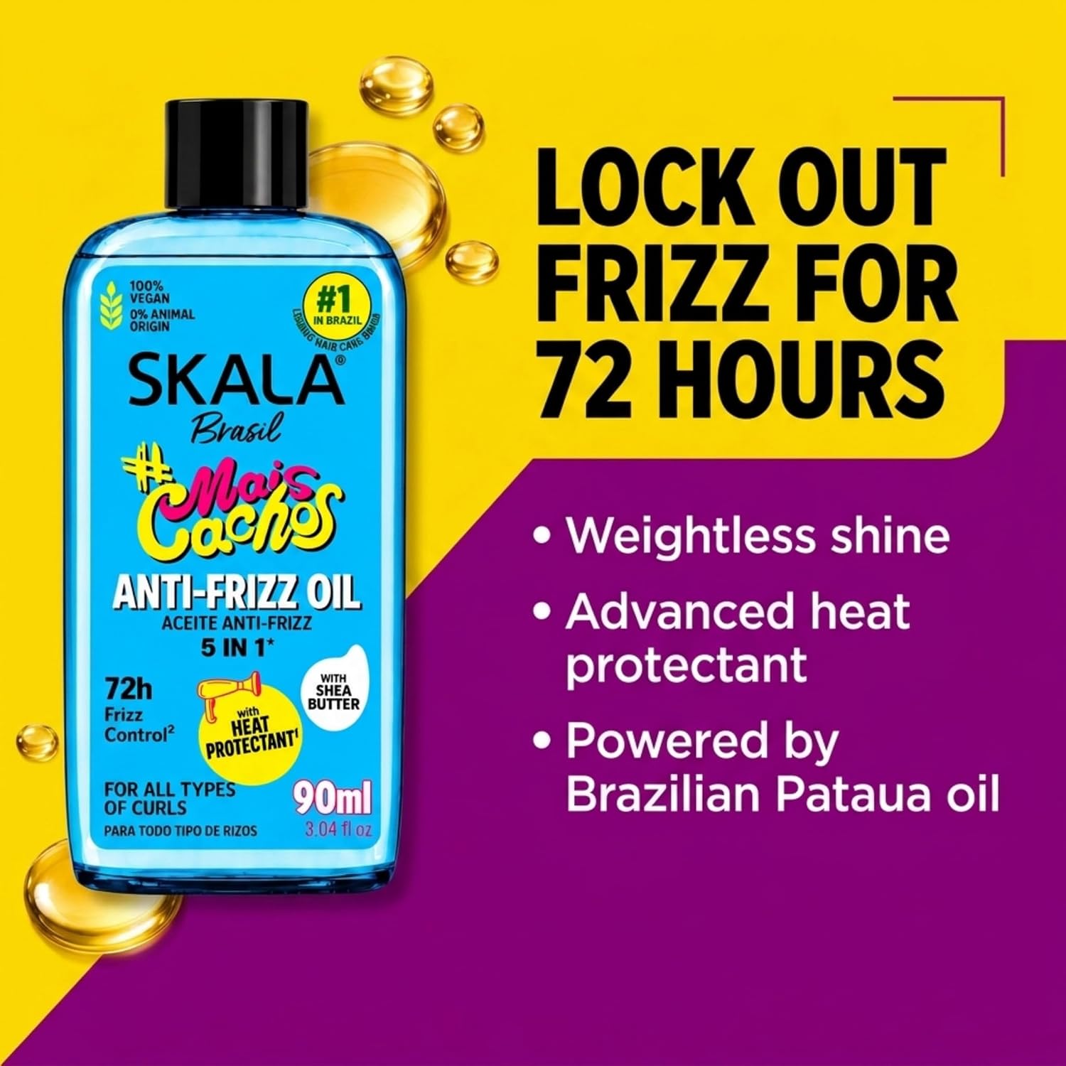 SKALA Mais Crespos 4C Curl Defining Cream 1000g + Anti Frizz Hair Oil 90ml