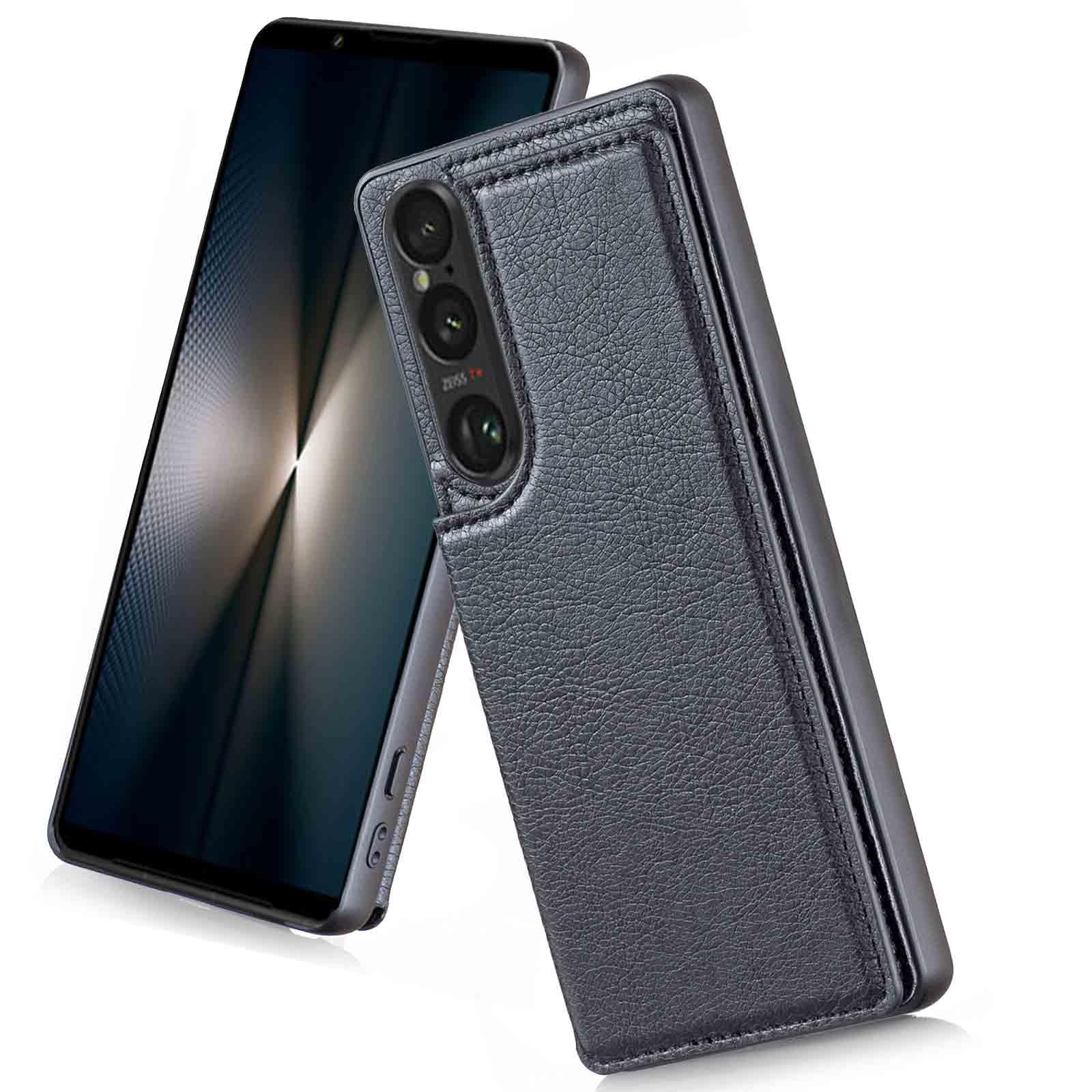 [Hbcnxny] Case Notebook Type Compatible with Xperia 1 VI/SO-51E/ SOG13 Smartphone Case Shockproof Card Case Card Storage Notebook Type Case Cover Stylish Card Storage Back (Black) Sony Xperia 1VI