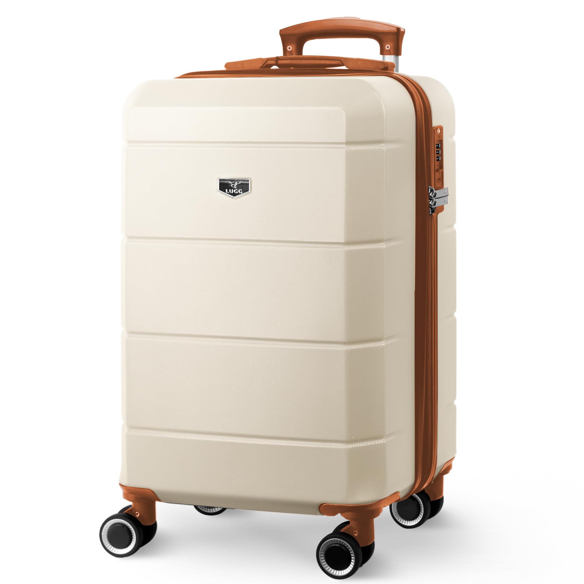 LUGG - Jetset 40cm Suitcase - 40x30x20cm- Ryanair Compatible - Underseat Size - Hard Shell ABS - Spinner & Removable Wheels - Lightweight Travel Luggage- Cream/Brown — view 304