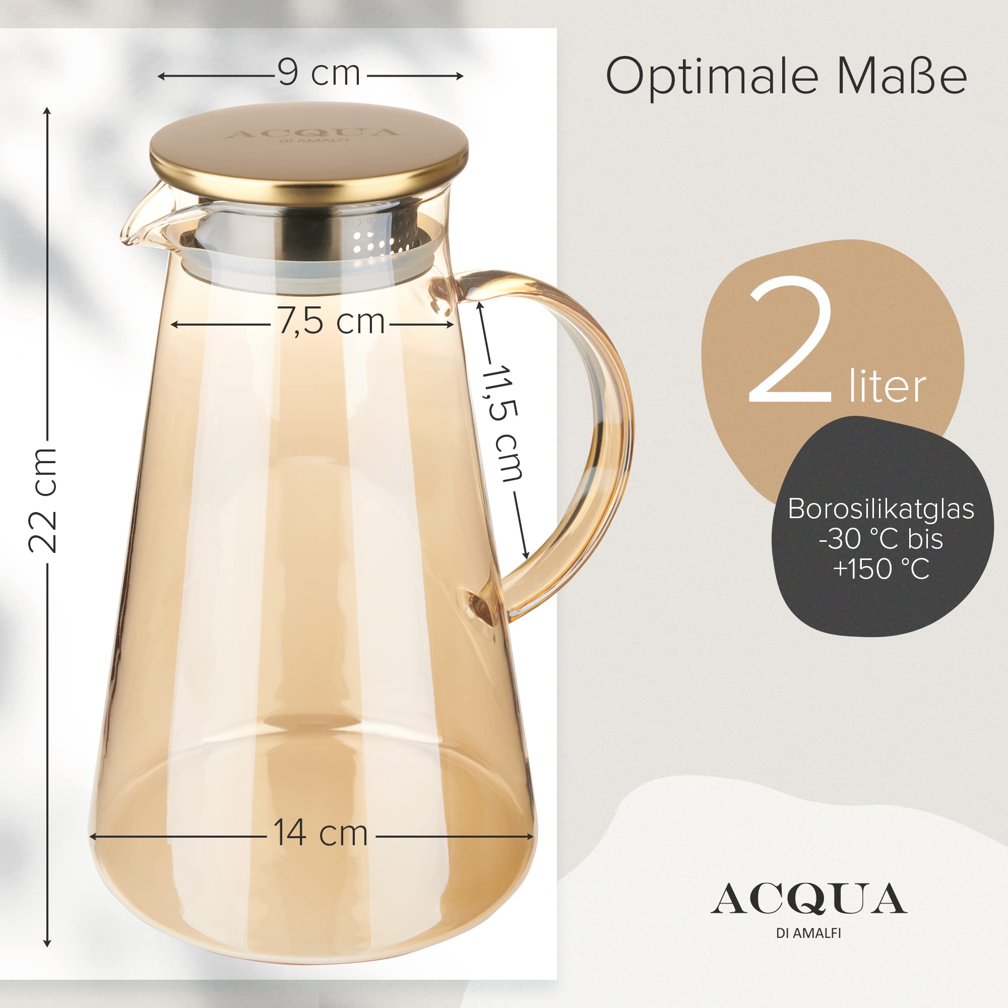 Brocca Per Acqua Da 1,8 Litri - In Plastica BPA Free, Con Coperchio, Per Tè, Succhi E Bevande Fredde - Foto 4