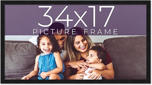 Marco de fotos negro de 34 x 17 pulgadas de ancho de 0.75 pulgadas  Profundidad del marco interior de 0.5 pulgadas  Marco de fotos Noir Classique de
