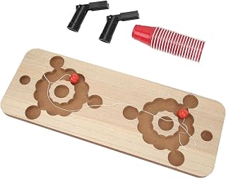 Beer Pong Table Mat, Pine Wood Easy Clean Break Portable Tabletop Drinking Game, Versatile Adult Party Game with 20 Cups and 2 Accessories for Parties Bars KTV Gatherings