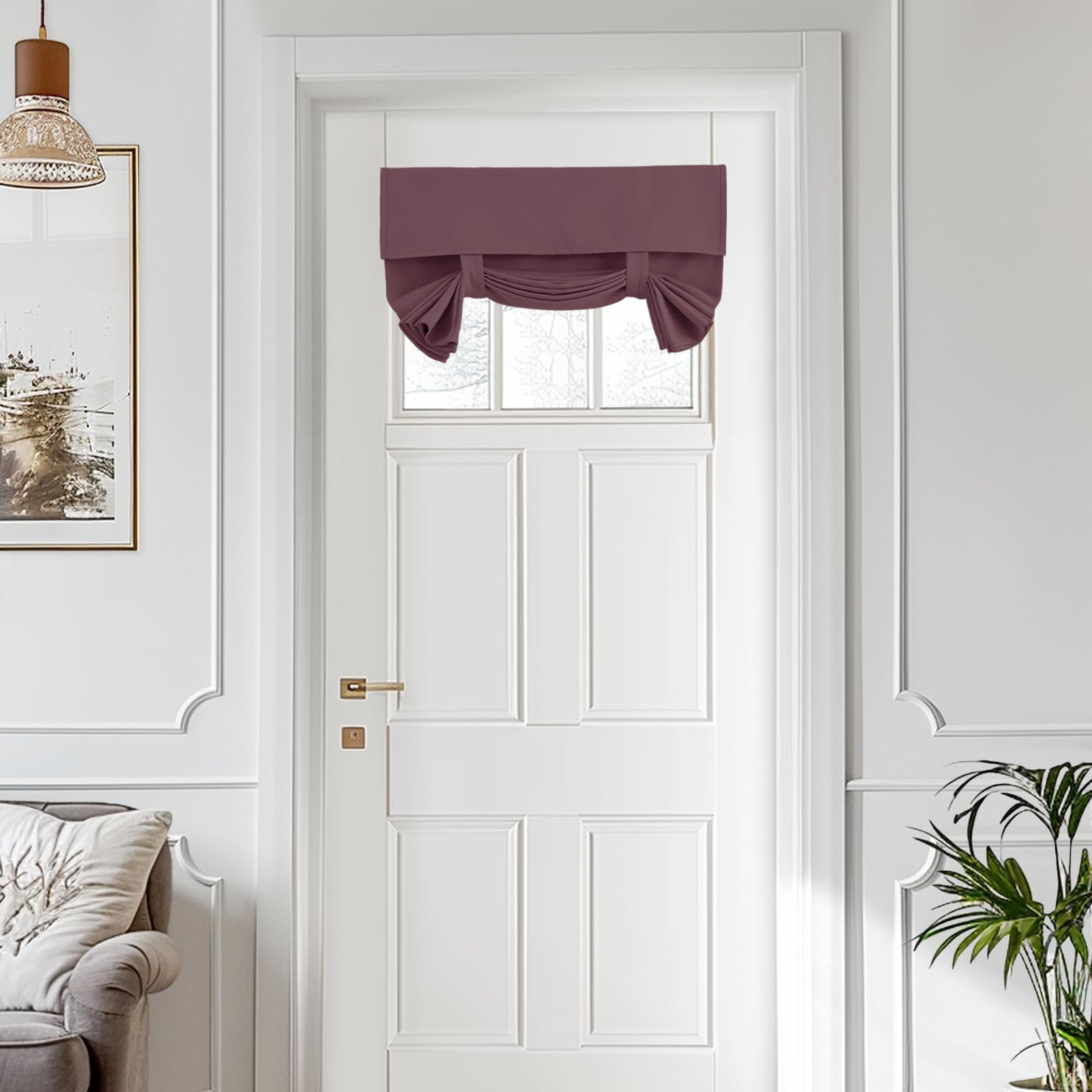 Vatge Small Door Window Curtains Privacy Thermal Insulated Window Coverings for Front Glass Door Tie Up Shade for Home Office, 1 Panel, W26 x L20, Nostalgia Rose — image 1