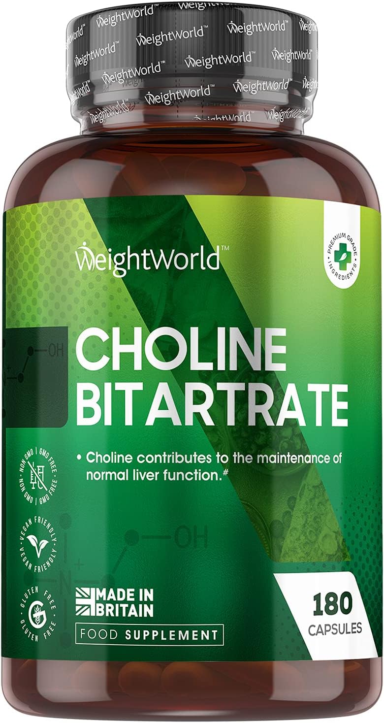 Choline Bitartrate Capsules 180 Vegan Choline Capsules 6 Months Supply Contributes to The