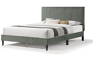 HOMES: Inside + Out Lysandra Modern Bed Frame Queen Size, Upholstered Headboard...