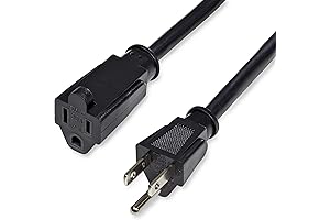 StarTech.com 6 ft. Extension Cord, NEMA 5-15R to NEMA 5-15P, Black, 13A...