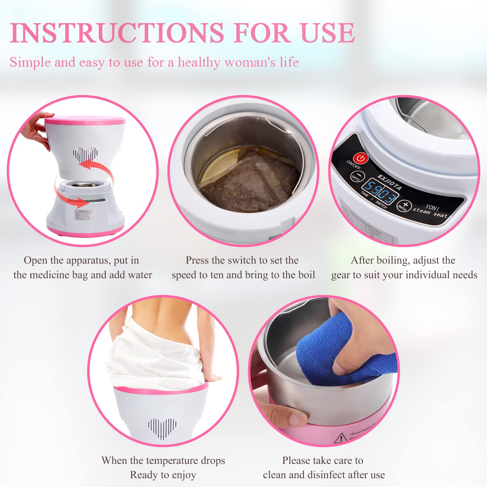 Buy Yoni Steam Kit,V Steam Seat Kit,Intelligent Yoni Steam Seat with Cushion and 20 Bags Yoni