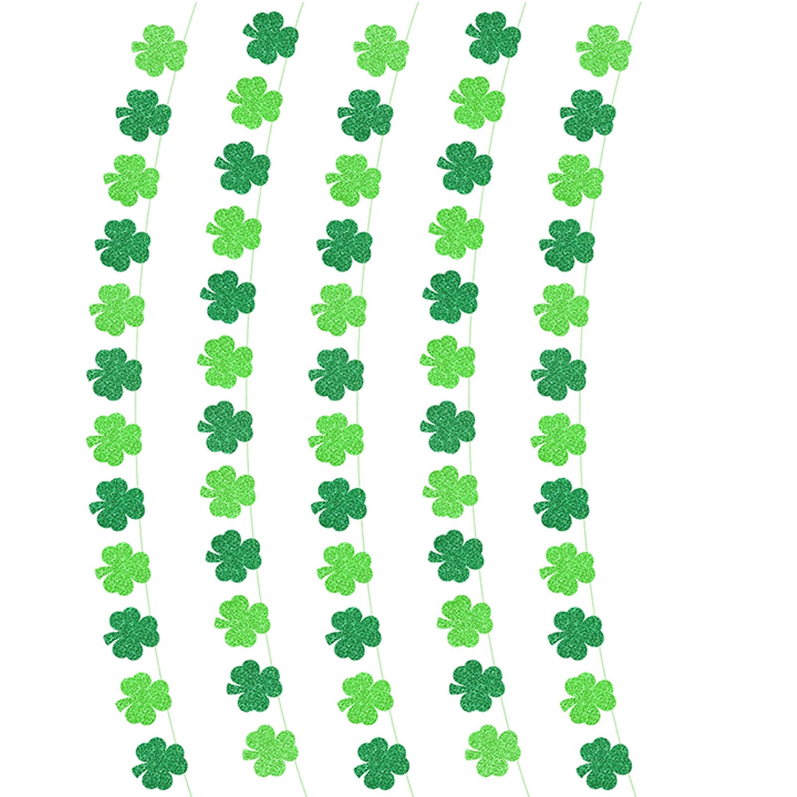 LUCKGONI Double Side Glittering Paper Leaves Bunting Patricks Day Decoration for Wall Door Mantels Irish Festival Celebration