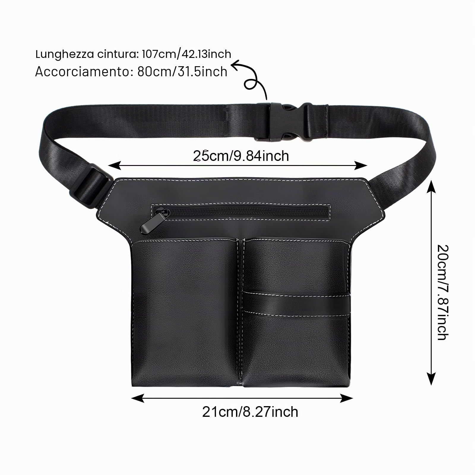 Borsa per forbici da parrucchiere, in pelle PU, marsupio con cintura, forbici professionali e fondina per pettine, borsa porta attrezzi da parrucchiere, per saloni, spa e parrucchieri