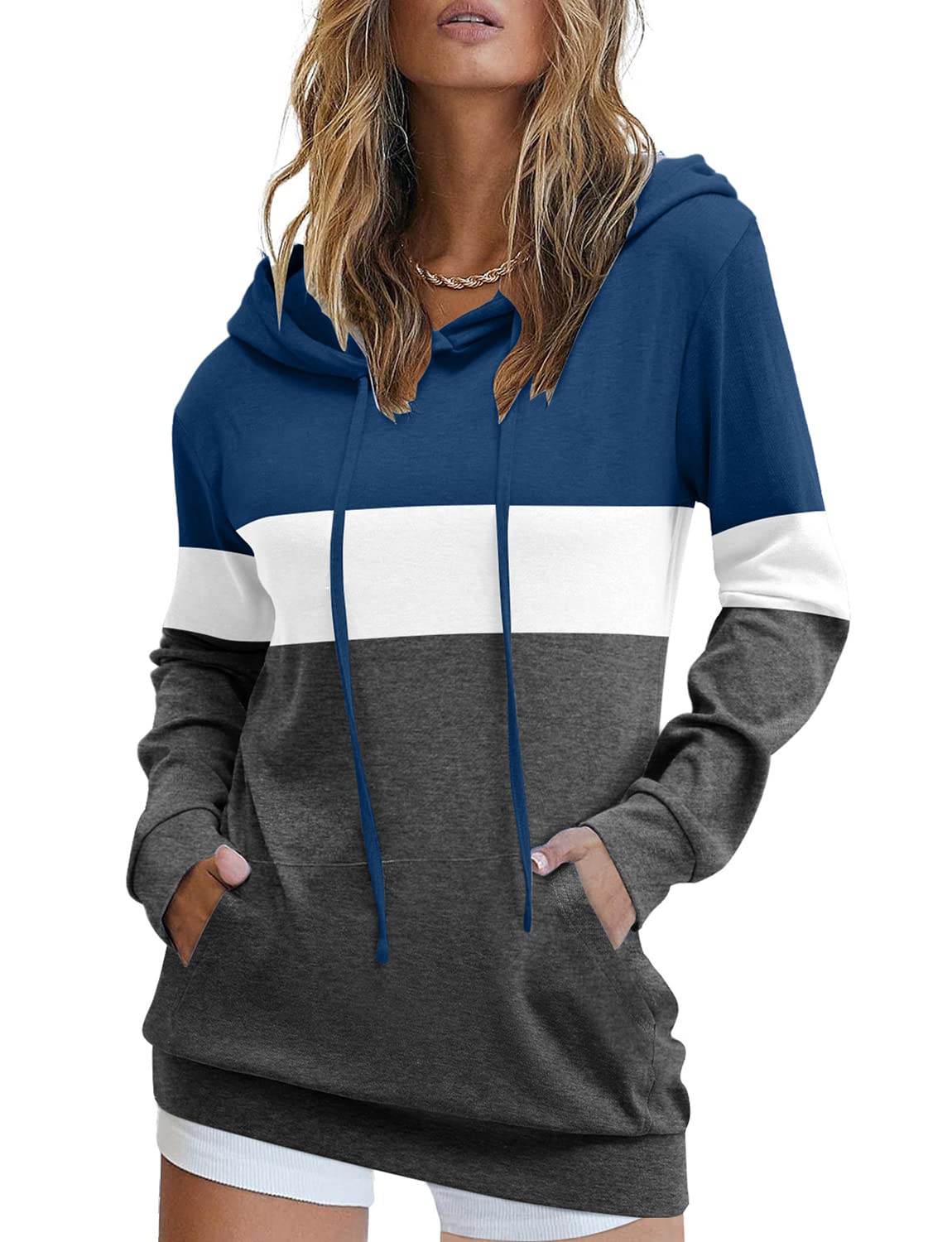 MODARANIWomens Pullover Hoodie Sweatshirts Casual Tunic Tops Kangaroo Pocket Shirts Tie Dye&Floral Print