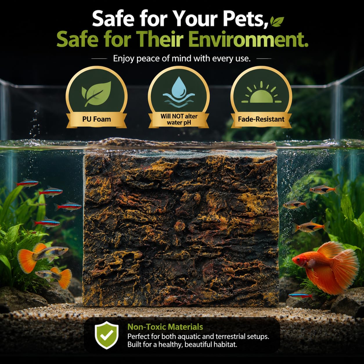 Toddmomy Toile de fond 3D pour terrarium de reptiles - Toile de fond décorative pour terrarium barbu, lézard, gecko, araignée, caméléon, tortue, poisson