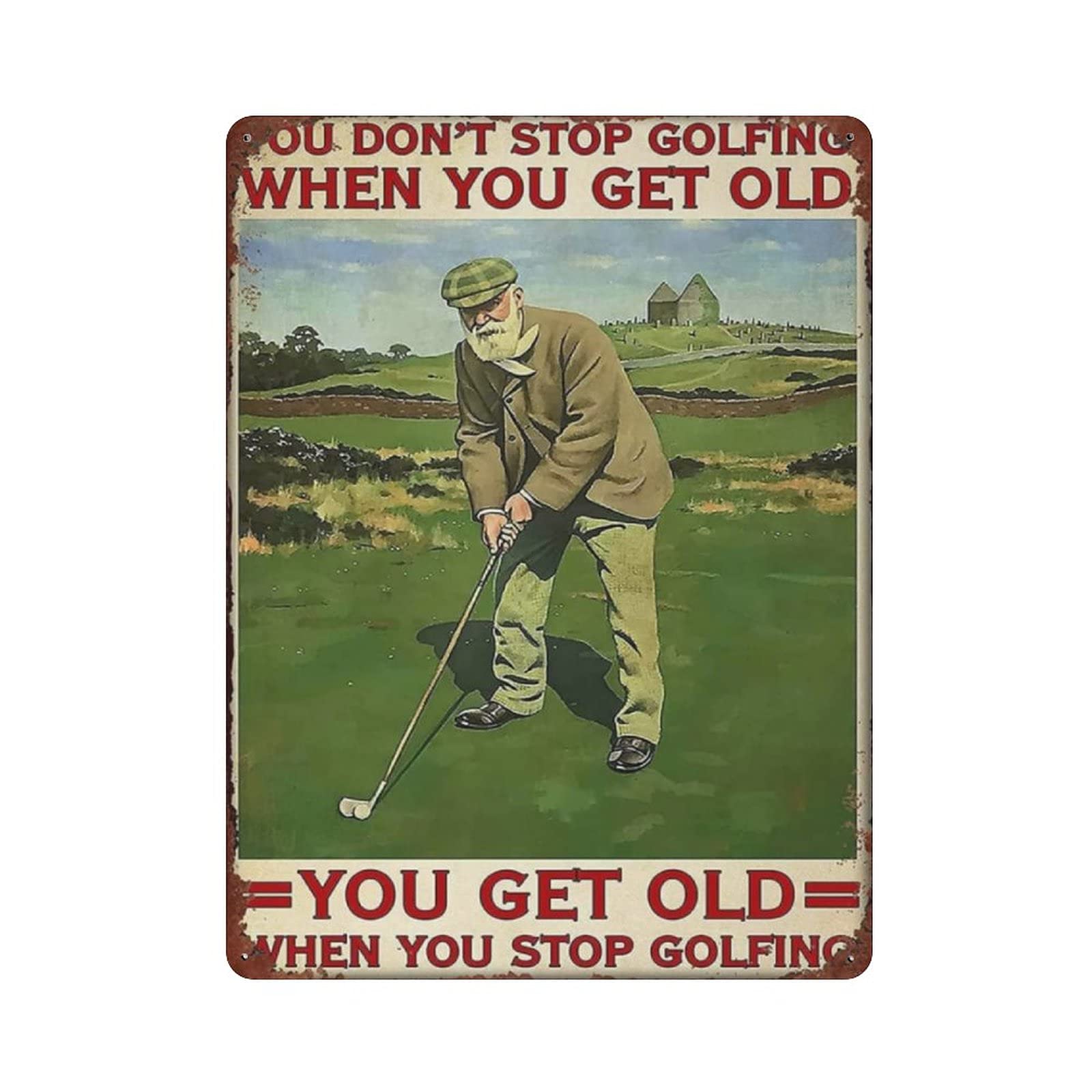 rayprint Metal Tin Sign Don''t Stop Golf When You Get Old Vintage Tin Poster Metal Sign Wall Decoration Country Kitchen Home Garage Decor 16"x12"