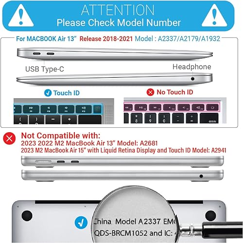 Miniatura 197 de IBENZER - Carcasa rígida para MacBook Air de 13 pulgadas versión 2020, 2019, 2018, A1932, A2179, con funda de teclado para Apple Mac Air 13 Retina