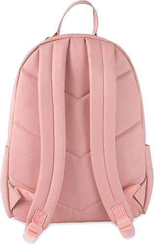 Vista 5 de Emma & Chloe Mochilas de vinilo impermeables para viajar y viajar al trabajo, Pink Leopard, Mochila casual