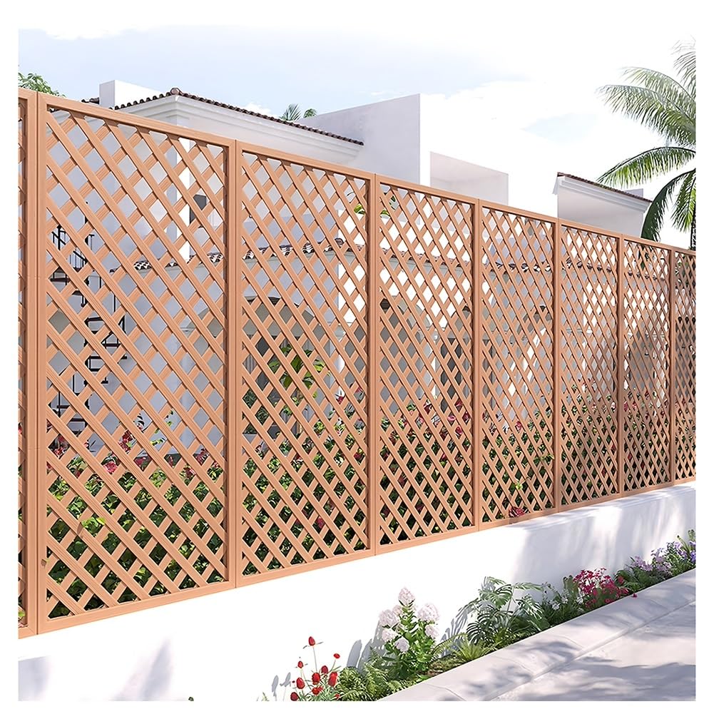 Zfmnoyev Standing Wood Privacy Panel, Lattice Fence Panels, Wall Hanging Large Garden Trellis for Climbing Plants, Outdoor Divider for Balcony Patio Lawn Garden(Brown,30x90cm)