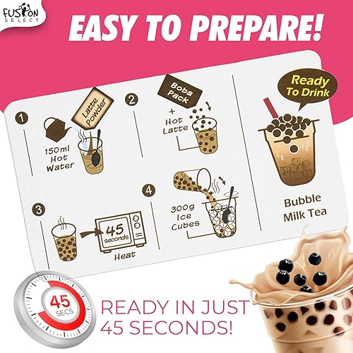 Vista 10 de Fusion Select Auténtico kit de té de burbujas extra rico (5 paquetes), bebida de té de burbujas, perlas de tapioca Boba, pajitas, sabores populares