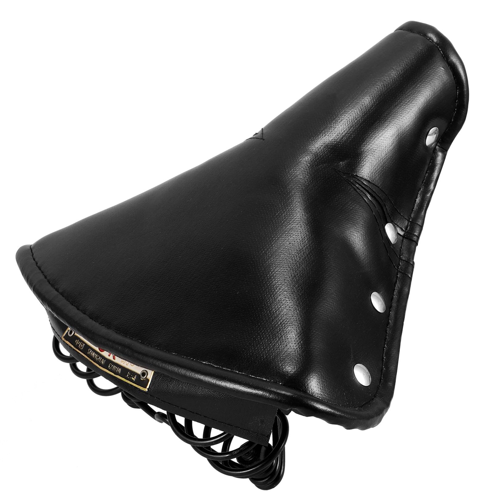 Vintage Elastic Leather Bike Saddle with Suspension, Wide Comfortable Seat for Adult Retro Bicycles, High-Resilience Vintage Bike Seat Suitable for Outdoor Cycling