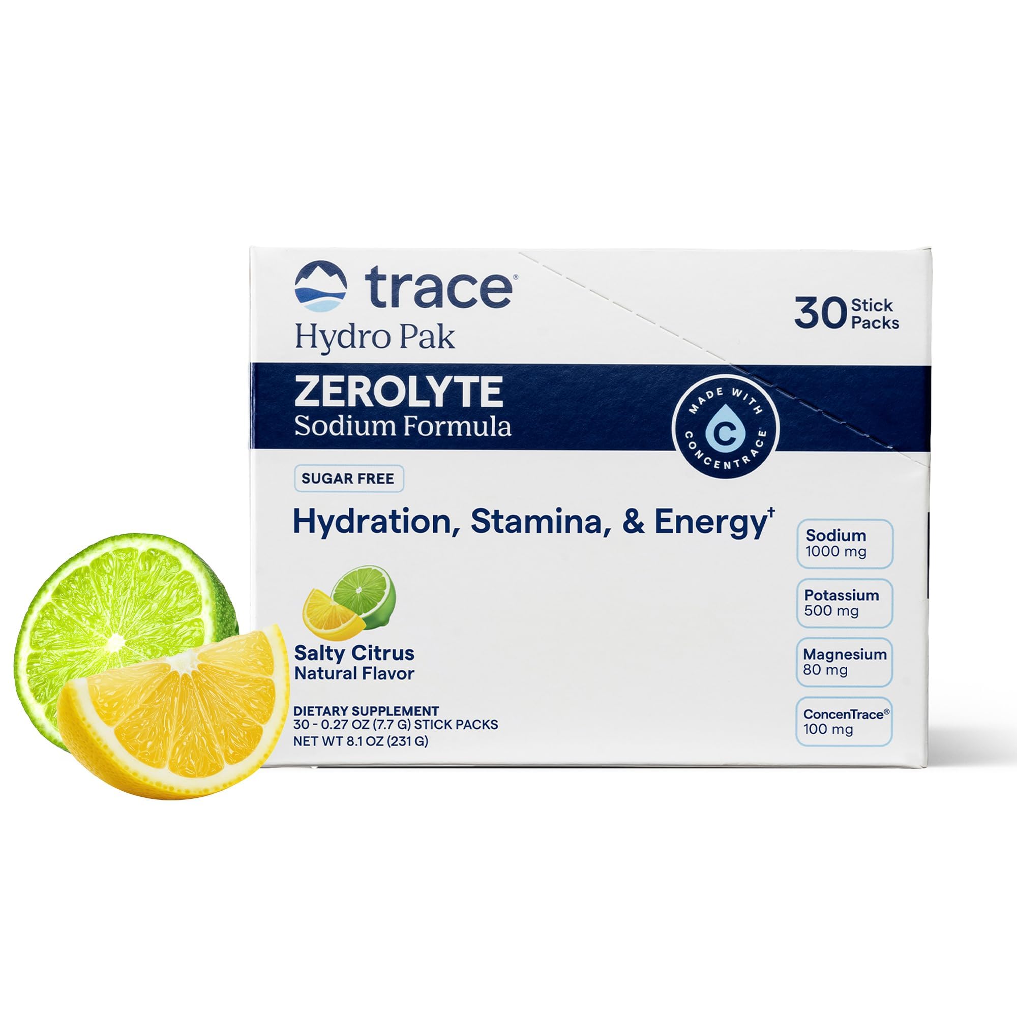 Trace Minerals ZeroLyte Electrolyte Sachets & Hydration Powder, Zero Sugar