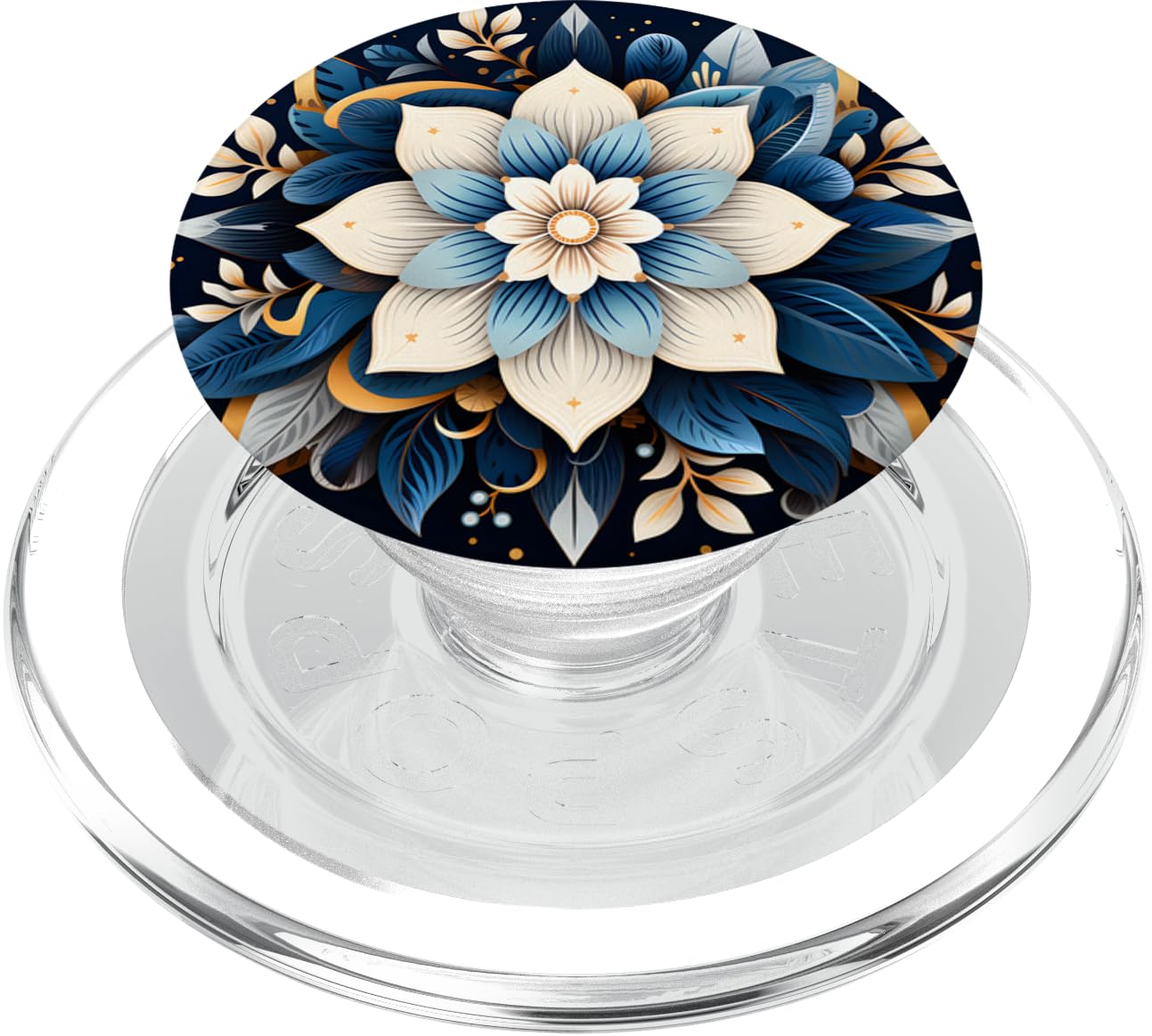 Floral Mandala Winter Colors Dark Background PopSockets PopGrip for MagSafe