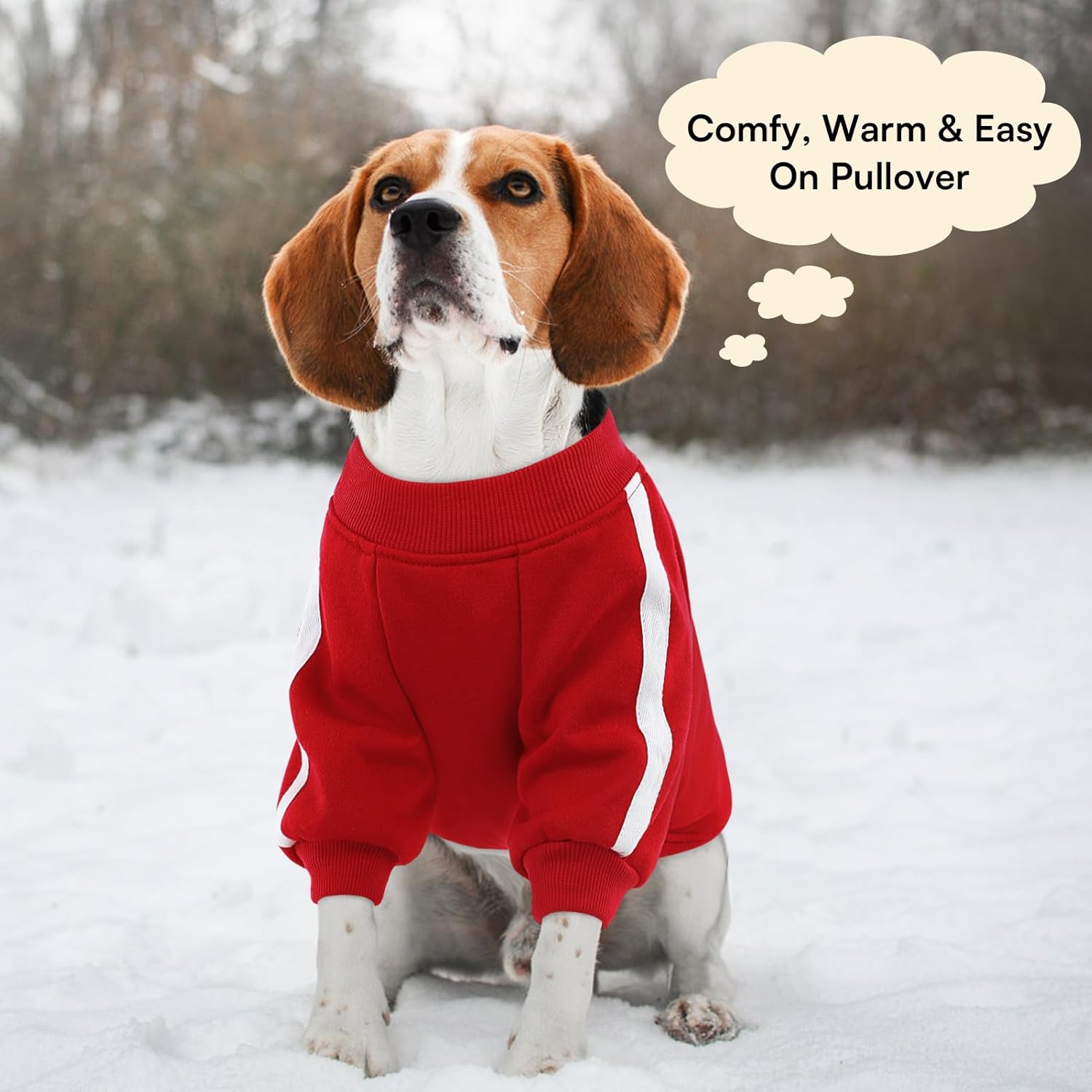 Queenmore Medium Christmas Dog Sweater, Cozy Fleece Dog Sweatshirt, Warm Winter Fleece Jacket for Small, Medium & Large Dogs with Leash Hole/Reflective Stripes Red
