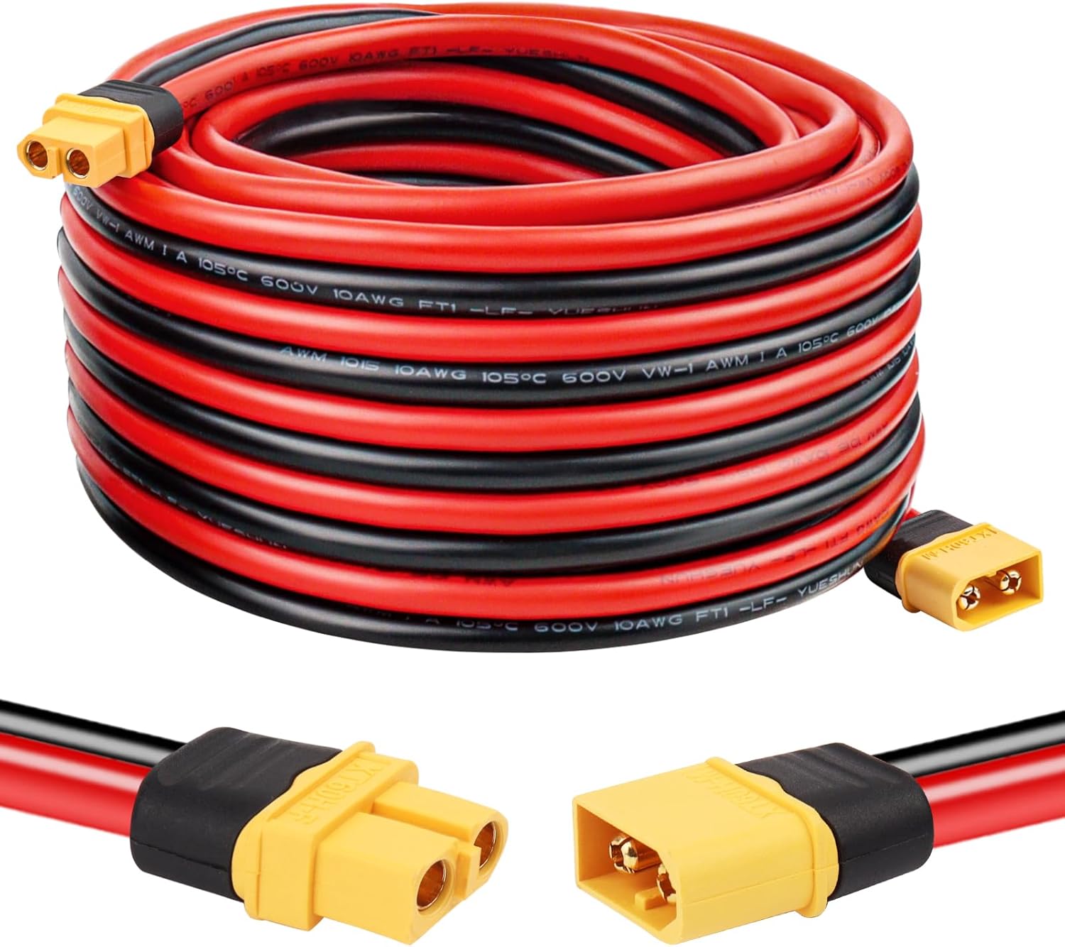 XT60 Extension Cable 10AWG 25ft (XT60 male to female) MOOKEERF