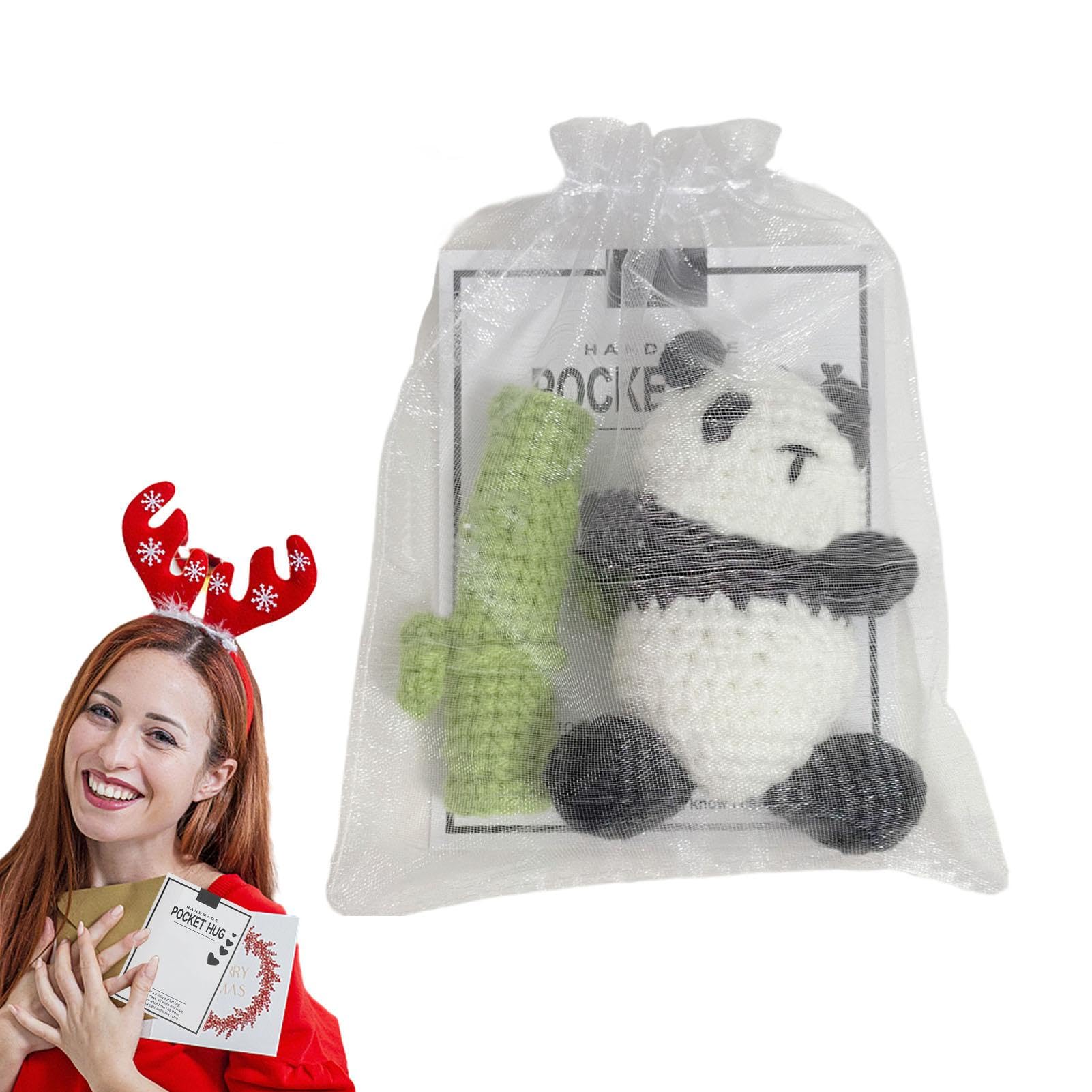 DGTSYAL Kit Panda Au Crochet Fait Main - Motif Adorable Panda, Livré Avec Carte De Vœux, Idéal Cadeau Anniversaire Ou Noël