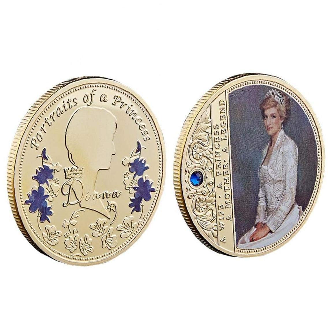 Lankater Gold 1Pc Princess Diana Commemorative Coin Queen Souvenir Coin Collection Gifts Collectible Coins Uncirculated Great British Coins-United Kingdom Old Coins