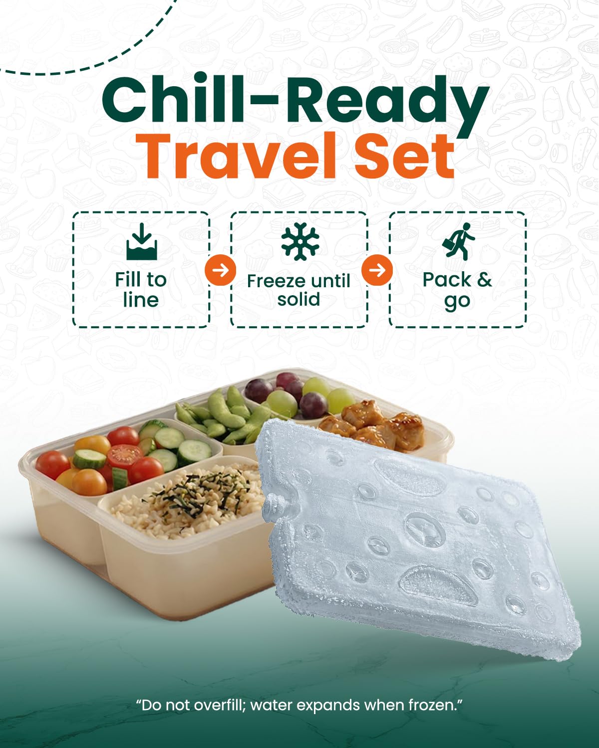 Snackbox Creamy White z przegródką ociekową, przenośna snackle box z torbą termoizolacyjną i wielorazowym wkładem chłodzącym, 6 wyjmowanych przegródek (2 duże + 4 małe) osobnymi pokrywkami