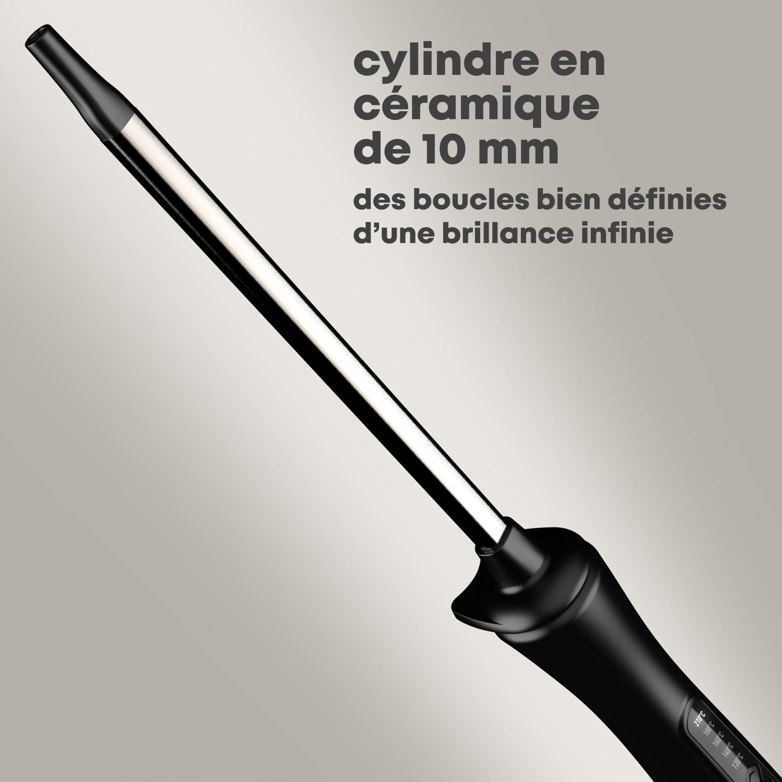 REVAMP Tight Curl Stick - Fer à Friser pour Boucles Serrées, Fer à Friser en Céramique Infusé d’Huile Progloss, Température Réglable, Pince Fine pour Bouclage Précis