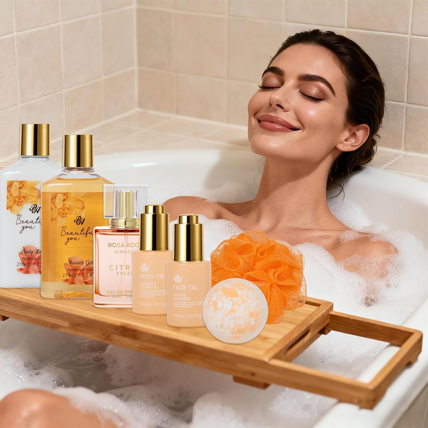 Valentines Day Gifts Basket for Women, 35 Pcs Spa Gift Basket, Face Skin Care Set, Bath and Body Kit, Relaxation Gift, Necklace, Face Cream, Christmas, Birthday, Valentines, Mother's Day - Image 8